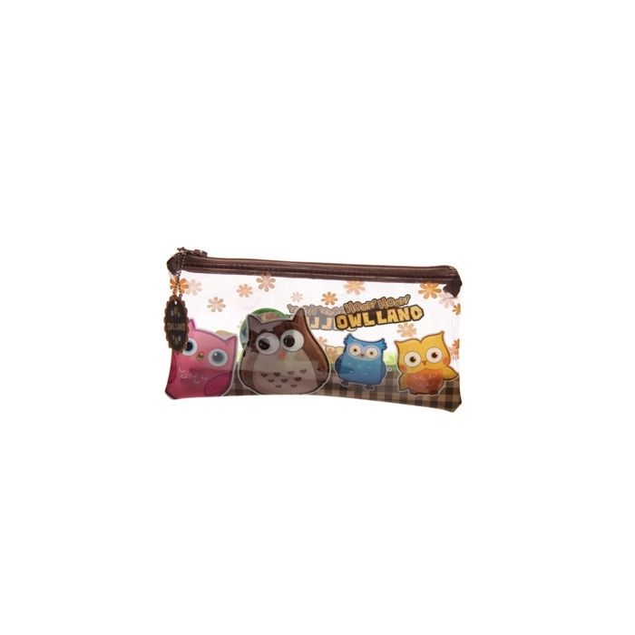 Trousse transparente garnie - EDEN - Jolie Chouette - 10x20 cm - Avec fournitures - Motif chouettes