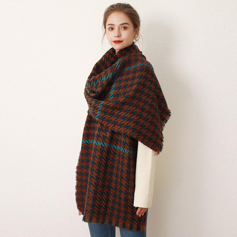 Autumn and Winter Versatile Retro Asymmetrical Color Matching Soft Comfortable Warm Scarf