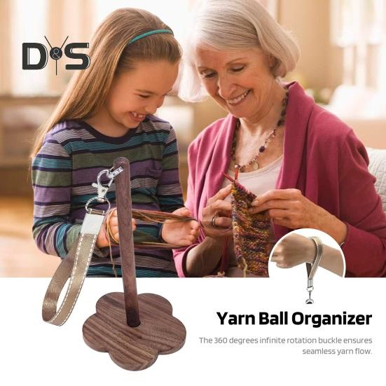 Portable Wooden Wrist Yarn Holder with Lanyard Crochet Yarn Ball Holder Spinner Organizer Dispenser Knitting Crocheting Accessories