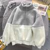 Women's Velvet Thickened Pullover Sweatshirt Stand Collar Half Zipper Warm Top