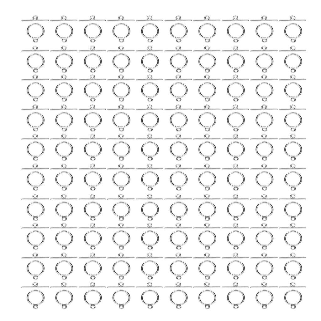 100 Sets Toggle Clasps Alloy 2mm OT Buckle DIY Jewelry Making Supplies for Necklace Bracelet