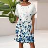 Women's Fashion Short Sleeve Dress With Pockets Floral Print Casual Beach Dress