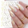 French Gold Line Nail Stickers Striping Tape Nail Design Stripe Lines Geometry 3D Sticker for Nails Polish Decals for Manicuring