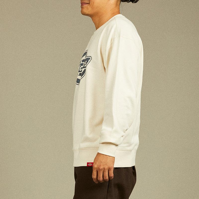 Dickies Классическая толстовка с принтом логотипа, круглым вырезом, облегающая, с длинным рукавом, мужская, кремовая DK012594C10