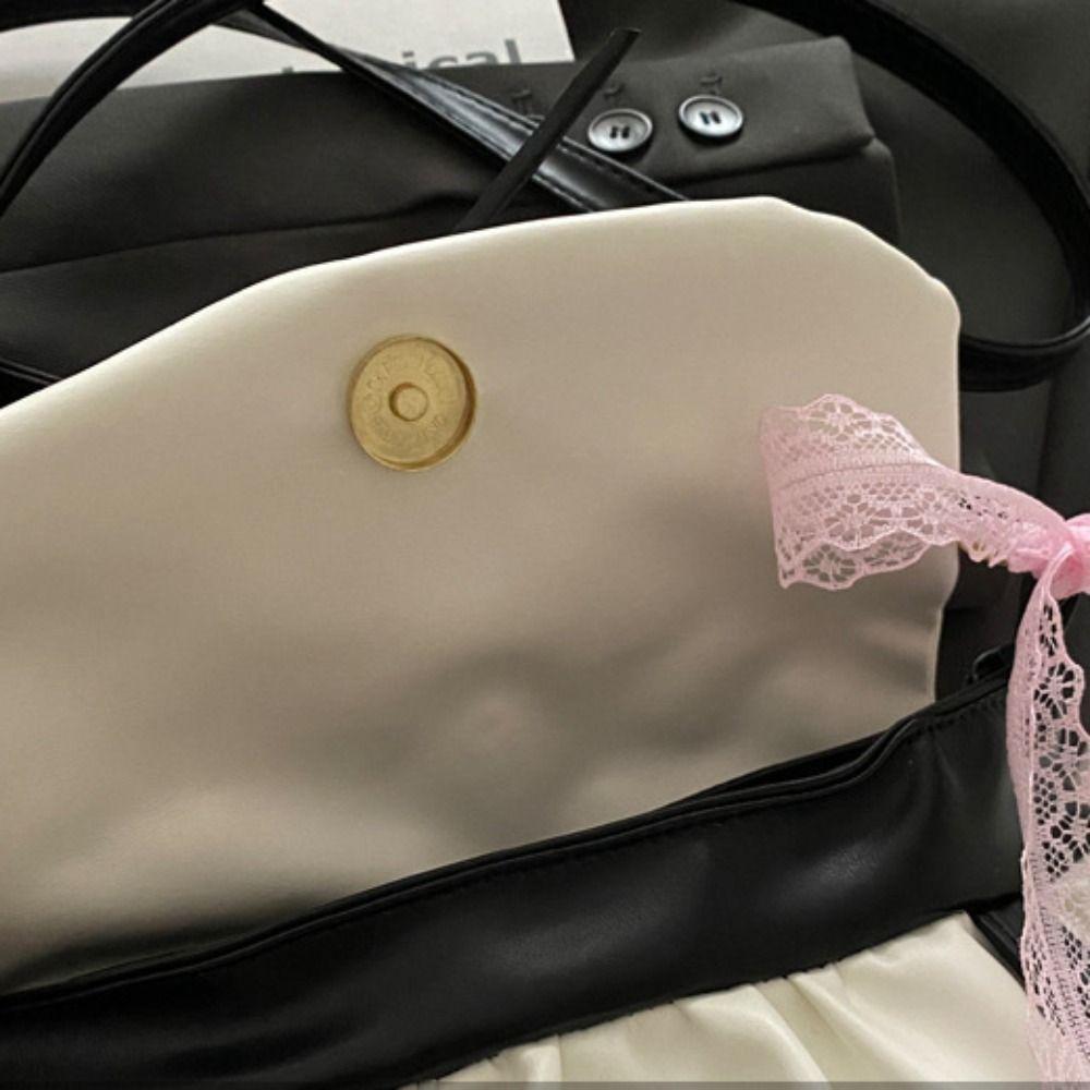 Сумка подмышку из ПУ кожи в стиле балеткор, плиссированная, с бантом и кружевом, Y2k, сумки на плечо, для девочек/женщин