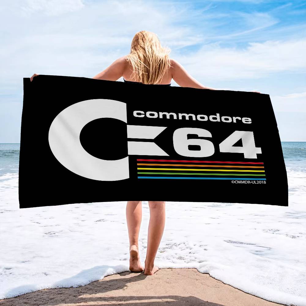 Логотип Commodore 64 Микрофибровое одеяло Быстросохнущие пляжные полотенца Большой размер Печать Супервпитывающее Полотенце-одеяло для бассейна