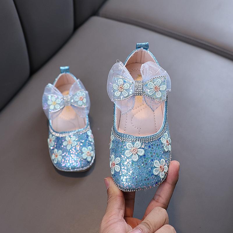 Kids Girls Sandals Fashion Sequins Rhinestone Bow Girls Princess Baby Girl Shoes Children Flat Sandals Size 21-36