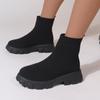 WinterKnitting Medium Tube Platform Boot Women Ankle Boots Lightweight Casual Shoes for Women Wedge Fashion Sock Boots