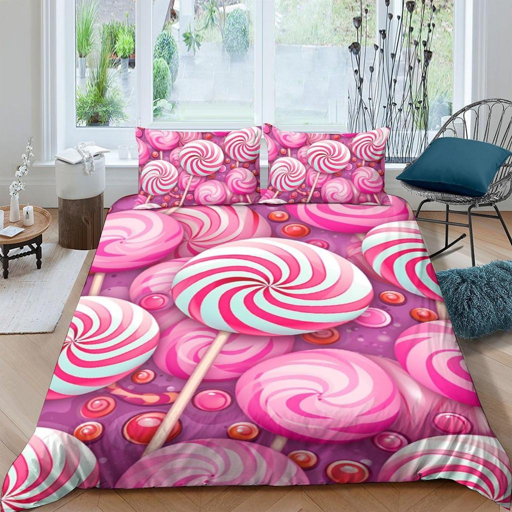 Радужный леденец Пододеяльник для детей мальчиков девочек Квин Легкие пододеяльники Сладкий тематический постельный набор Декор комнаты Без одеяла