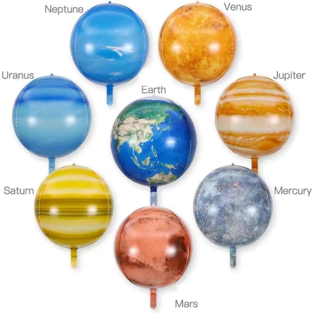 10pcs 22inch Solar System Balloon, 3D Helium Foil Planet Balloon, Moon Balloon, Earth Balloon, Sun Balloon, Mercury, Mars