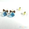 Women Shimmers Chic Bowknot Shiny Cube Rhinestone Ear Studs Cute Dangle Earrings