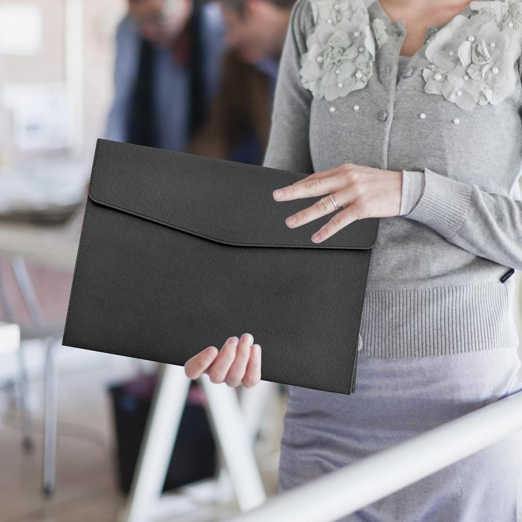 VANRA 1 Piece PU Leather Envelope File Folders A4 Paper Document Filing Envelope Document Organizer Leather Portfolio Folder Holder with Magnetic
