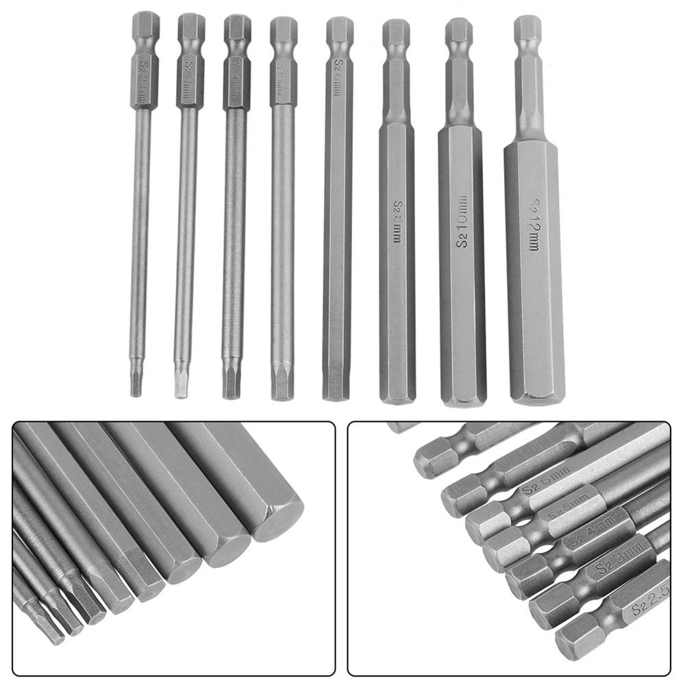 8 Pcs 1/4 Inch Hex Shank Metric Screwdriver Bits Hex Bit Power Bits Power Screwdriver Drill