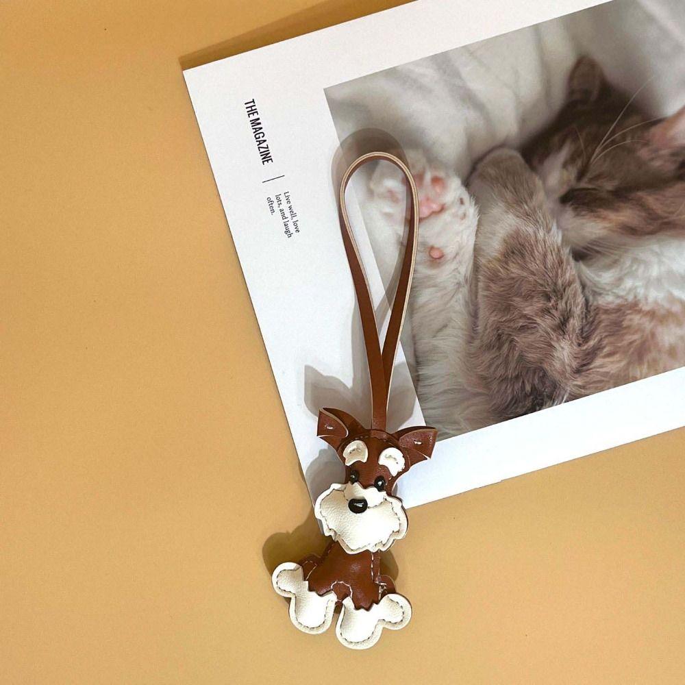 Подвеска из ПУ кожи для собаки, милый щенок, подвеска для сумки, разноцветный брелок шнауцера, украшение для сумки AVE