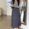 Модные новые винтажные плиссированные А-силуэта свободные юбки женские с высокой талией тонкие элегантные юбки средней длины женские повседневные однотонные простые женские юбки с поясом 26110