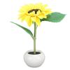 Настольная лампа на батарейках с изображением подсолнуха, искусственный светодиодный цветок подсолнуха с керамическим горшком, ночник
