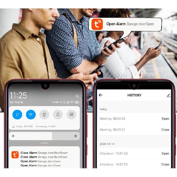 Wi-Fi выключатель Tuya Контроллер ворот гаража Умный открыватель двери Работает с Alexa Google Home Smart Life Управление через приложение Tuya Хаб не требуется