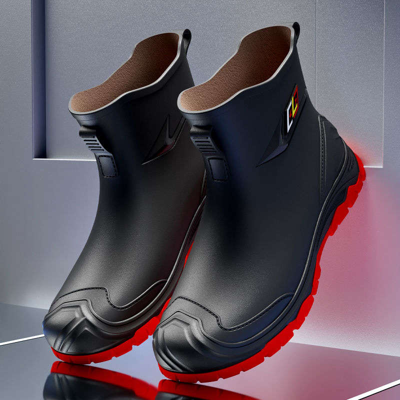 Men's Water Boots Non-slip Work Rubber Shoes Outdoor Rain Boots Men's New Waterproof Shoes Casual Camping Fishing Shoes