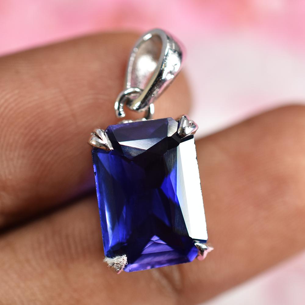 Natural 16.55 Ct Tanzania Blue Tanzanite Pendant Emerald Cut CERTIFIED Gemstone MY.PDS-351-NS
