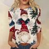 Women's Fashion Casual Seven Sleeve Christmas Printed Round Neck Top