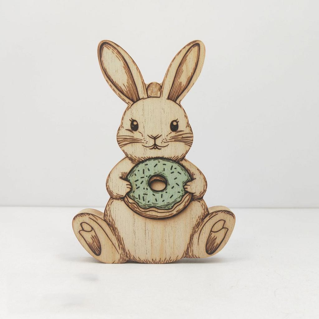 Wooden Easter Bunny Tiered Ornaments Rustic Cute Party Favors
