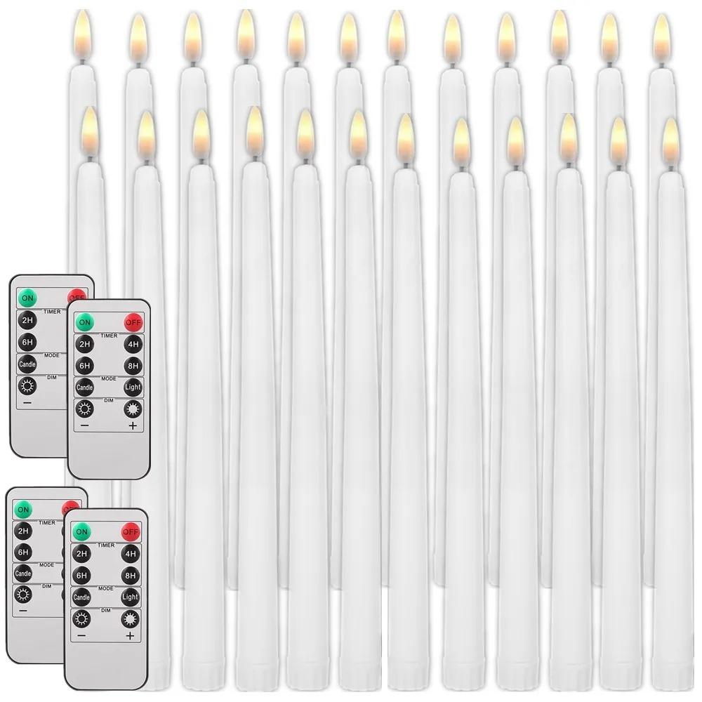 Flameless Flickering Taper Candles With/without Remote Control Timer Dimmer Battery Operated Candlesticks for Christmas Wedding