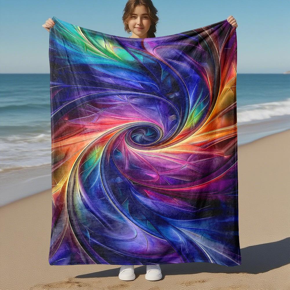 1PC Swirl ColorsOutdoor Flannel Blanket - Soft Plush Decor for Picnics, camping, Bedroom, Playroom, Office, or Lunch Break 1327A