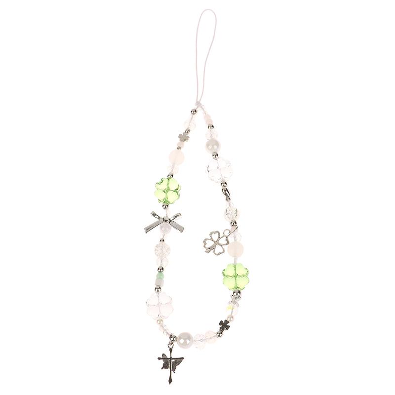 Счастливый четырехлистный клевер шнурок для телефона Y2K Сладкий свежий бисерная цепочка для телефона брелок браслет ремешок для мобильного телефона для подарков для девочки