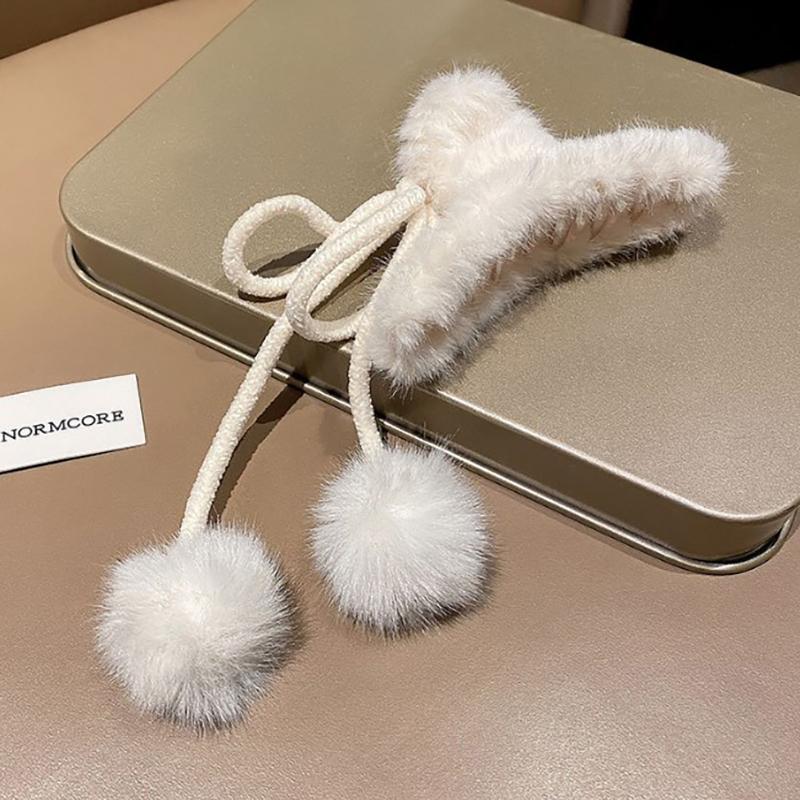 Solid Color Plush Hair Claw Claw Clip Fluffy Elegant Anti-Slip Hair Accessories