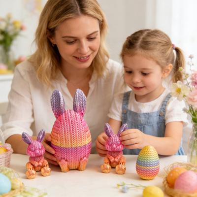 2 шт. 3D-печатное пасхальное яйцо с кроликом внутри, предварительно наполненное яйцо пасхального кролика для наполнения пасхальной корзины, весенний декор для вечеринки