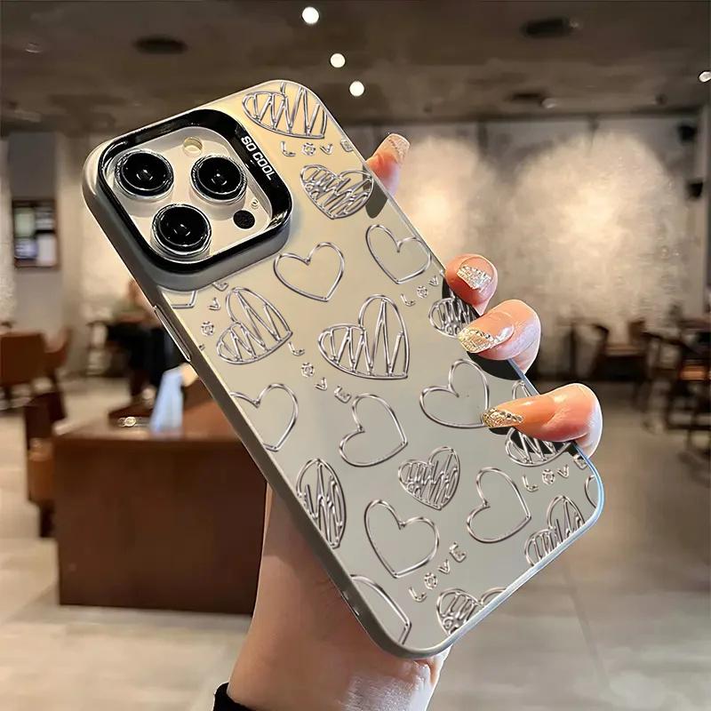 Серебристый чехол для телефона Xiaomi Redmi Note 14 13 12 11 10 Pro Plus 4G 5G 12S 11S Redmi 14C 13 12 с рисунком Сердце и Бабочка, IMD