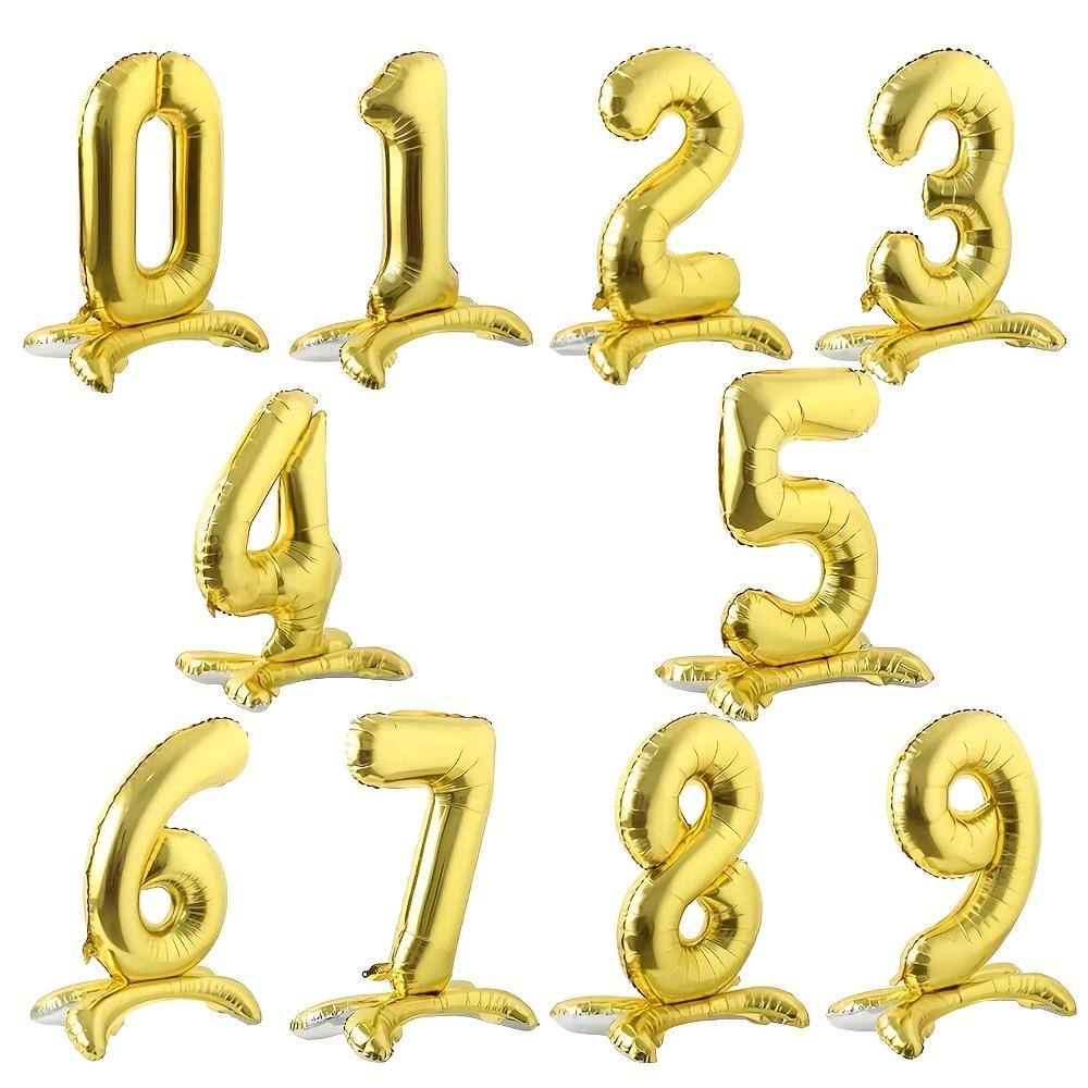 32" Golden Stand-Up Foil Number Balloons 0-9 Shiny Metallic Finish, Perfect for Birthdays, Anniversaries Party & Room Decor, Birthday Balloons