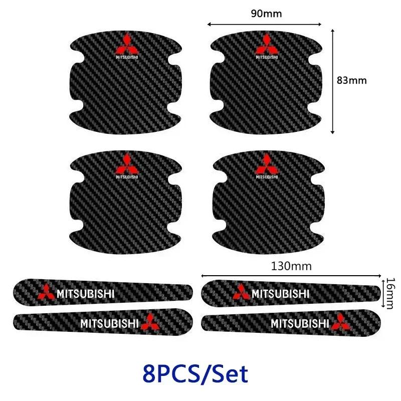 bljm6 8PCS Carbon Fiber Car Door Handle Bowl Sticker Anti-scratch Decal for Mitsubishi Lancer ASX Pajero Eclipse Delica