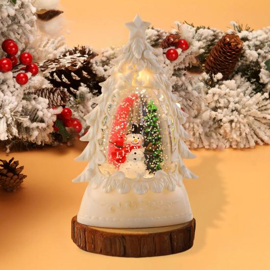 Рождественский вертеп, елка-шар с кружащейся водой, сверкающими огнями, настольная фигурка Санта-Снеговика для домашнего декора
