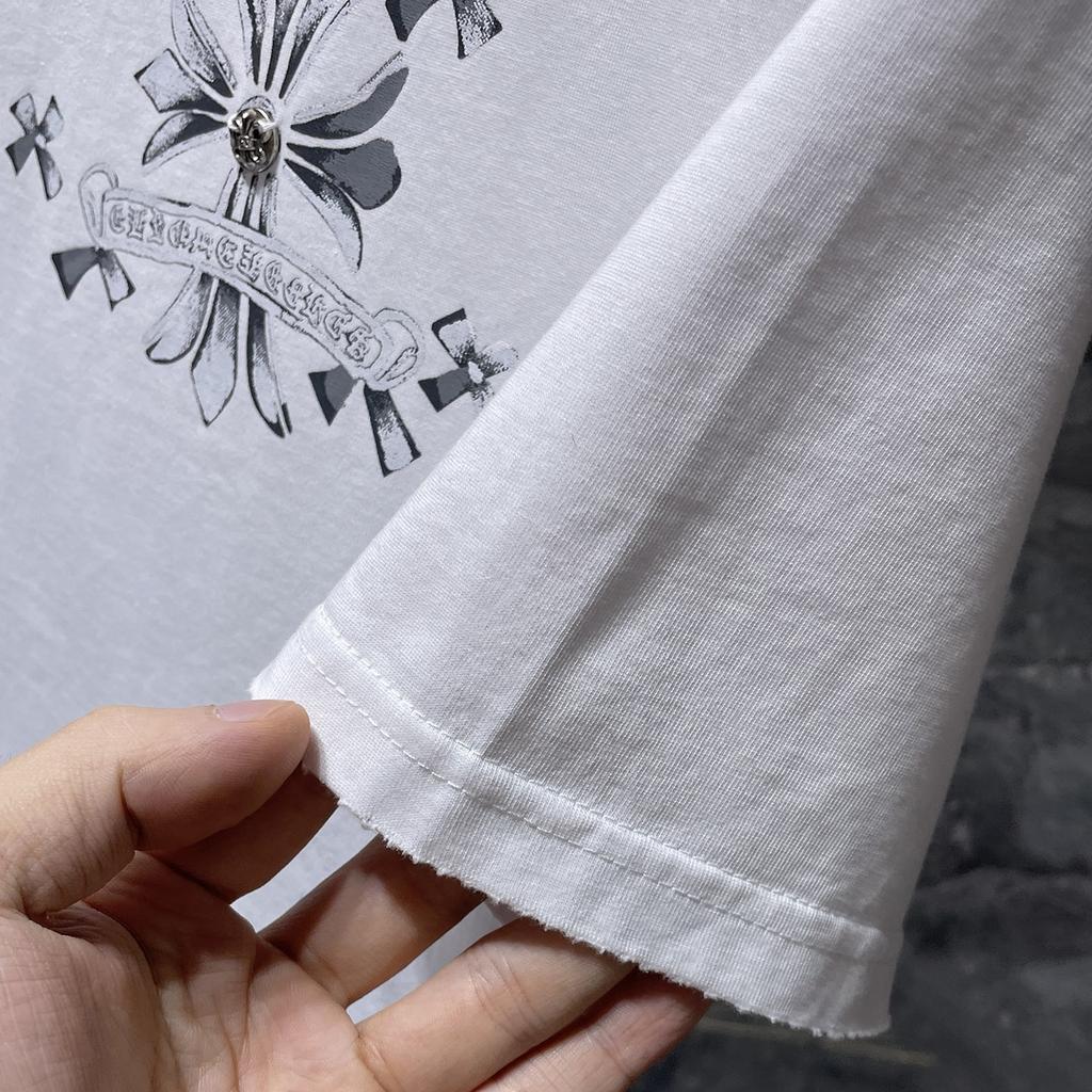 GZ-8931 CHROME HEARTS 2025 Летняя новая высококачественная хлопковая свободная футболка с круглым вырезом большого размера для мужчин и женщин, парная футболка