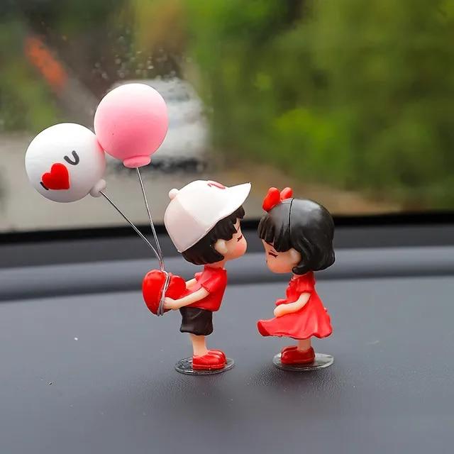 Car Accessories Cute Cartoon Couples Action Figure Figurines Balloon Ornament Auto Interior Dashboard for Girls Gifts Drop