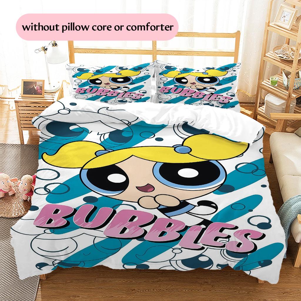 Powerpuff Girls Bubbles Sweet Duvet Cover & Pillowcases, Powerpuff Girls Fan Bedding, Great Gift.chl