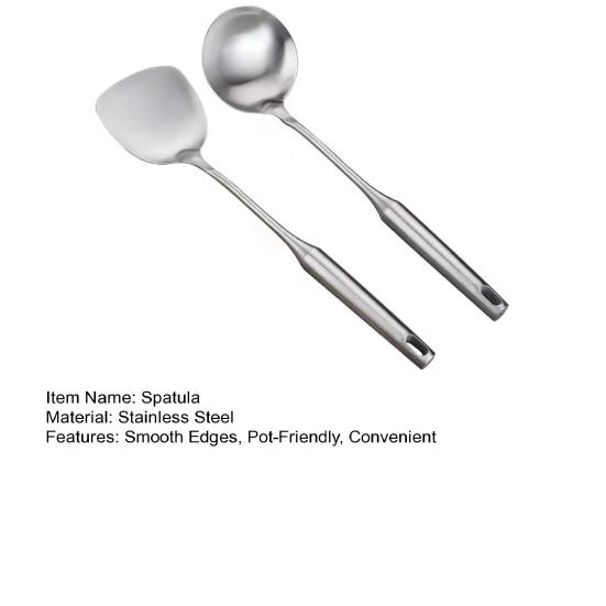 Stainless Steel Spatula Turner Heat-Resistant Soup Ladle Spatula Set Anti-Slip Grip Kitchen Cooking Utensils