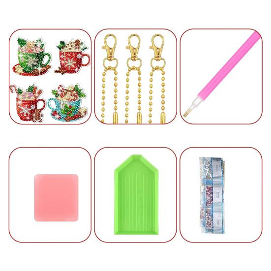 15 шт. рождественский брелок для ключей со стразами, набор для самостоятельной росписи, украшение для детей, семейный набор «Горячая корова какао»