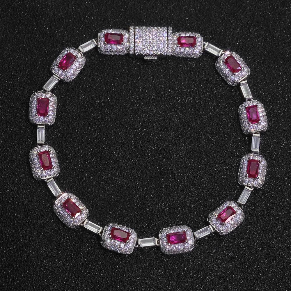 Хип-хоп Ювелирные изделия с цветными драгоценными камнями Браслеты Ручные украшения Женские Высококлассные Изумрудные Цирконовые Браслеты