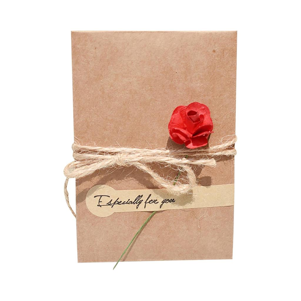 Creative DIY Cowhide Handmade Dried Flower Greeting Card Valentine's Day Teacher's Day Blessing Flower Card