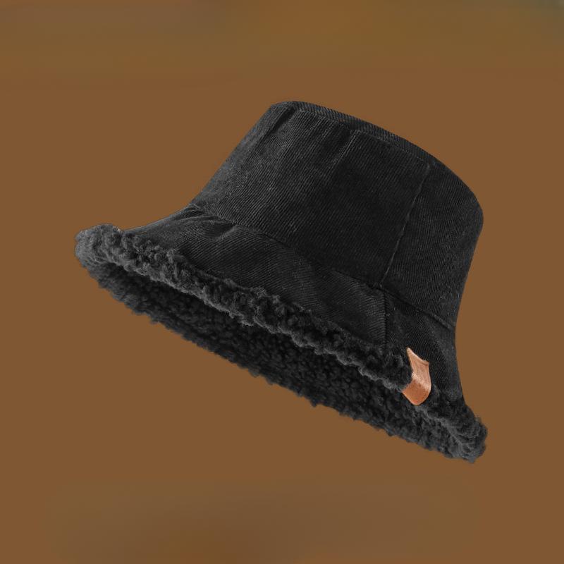 Autumn and Winter Korean Style Velvet Double-sided Fisherman Hat for Women Japanese Versatile Sunshade and Warm Plush Bucket Hat