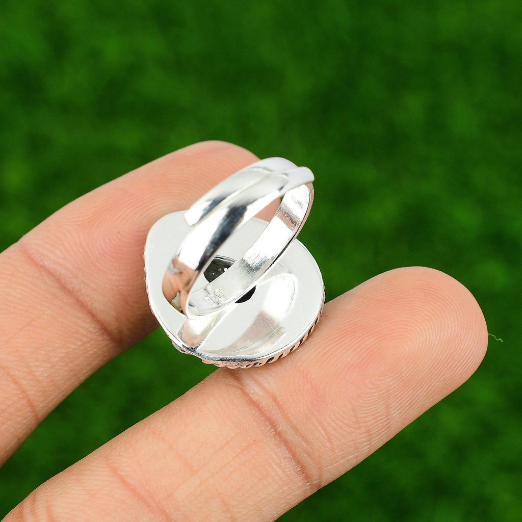 Natural Lapis Lazuli Gemstone Multi Stone Adjustable Ring 925 Sterling Silver