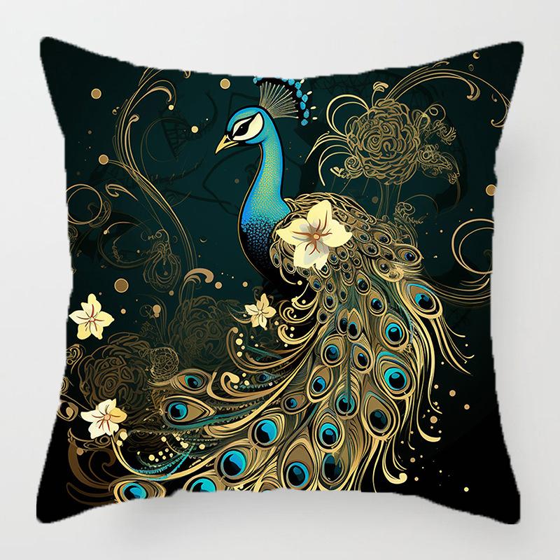 Декор для дома Узор с павлином и цветами Декоративная наволочка Чехол для подушки Подходит для дивана, спальни, автомобиля