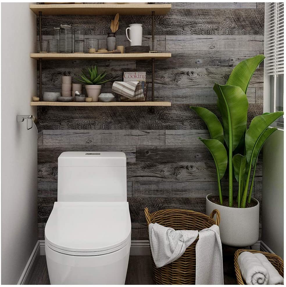 Серые Деревянные Обои Самоклеящиеся Деревянные Доски Обои Фартук Линия Съемные Обои для Декора Ванной Комнаты