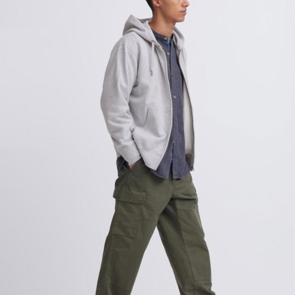 Uniqlo Однотонный кардиган-толстовка с капюшоном на молнии и завязками, унисекс, светло-серый 460324-05