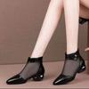 2025 New Spring and Summer New Cool Boots Women's Mesh Women's Sandals Hollow Sandals Thick Heel Pointed Low Heel Net Boots