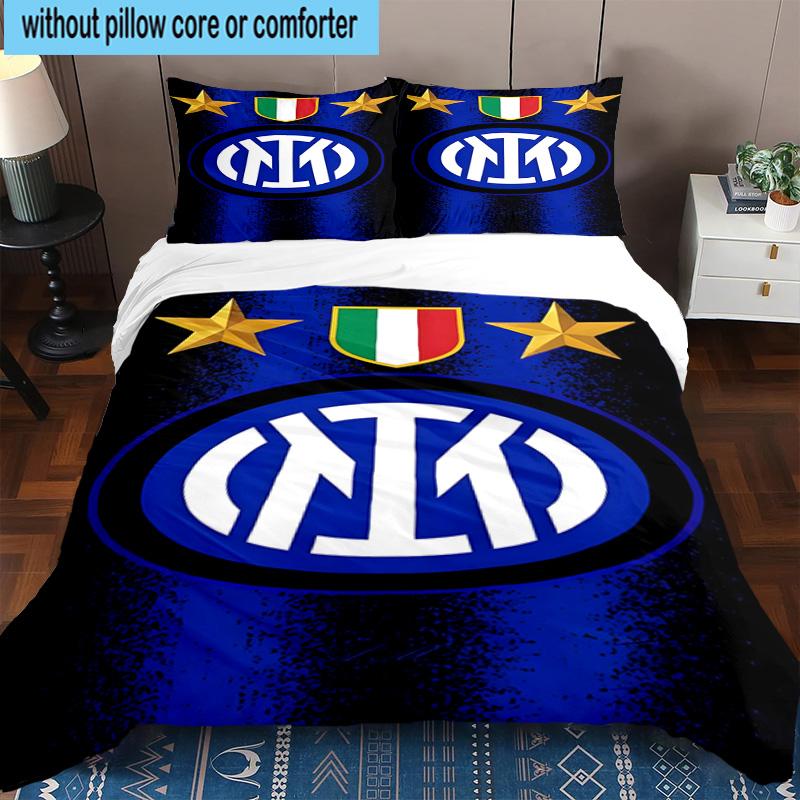 3pcs F.C. Internazionale Milano Printed Bedding Set Duvet Cover Closure Includes 1 Duvet Cover & 2 Pillowcases Bedding Sets Home Decor Gifts