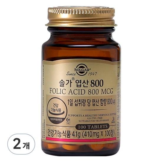 Solgar Folic Acid 800, 100 Tablets, 2 units,Korean Health Food