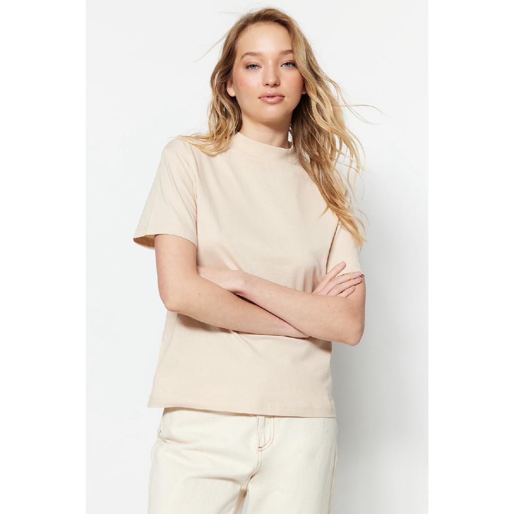 Комплект из двух бело-черных трикотажных футболок с воротником стойкой из 100% хлопка Twoss20ts1500